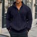 Men's Stand Collar Zip-Up Sweatshirt – Heavyweight Jacquard Pullover (Relaxed Fit, Winter Casual)_voghion.com