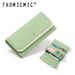 Wallet Big Brand Medium And Long Women's Wallet Three-fold Multi-card Slot Stitching Hand-held Leather Folding Mobile Phone Grab Bag Zipper Wallet_voghion.com