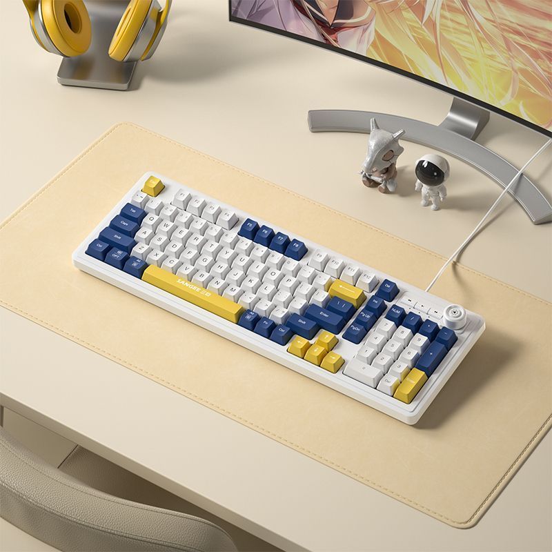 Klawiatura przewodowa Sanju z podświetleniem i membraną, mechaniczna, do gier, biur, komputerów stacjonarnych i laptopów_voghion.com