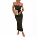 Dameskleding Zomer Bodycon Lange Jurk Geribbelde Tube Top Zijsplit Elegante Slim Fit Jurk Voor Casual Feestkleding_voghion.com
