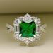 Vollcluster Künstlicher Smaragd Täglicher Mode-Wear Brilliant Technology Diamantring_voghion.com
