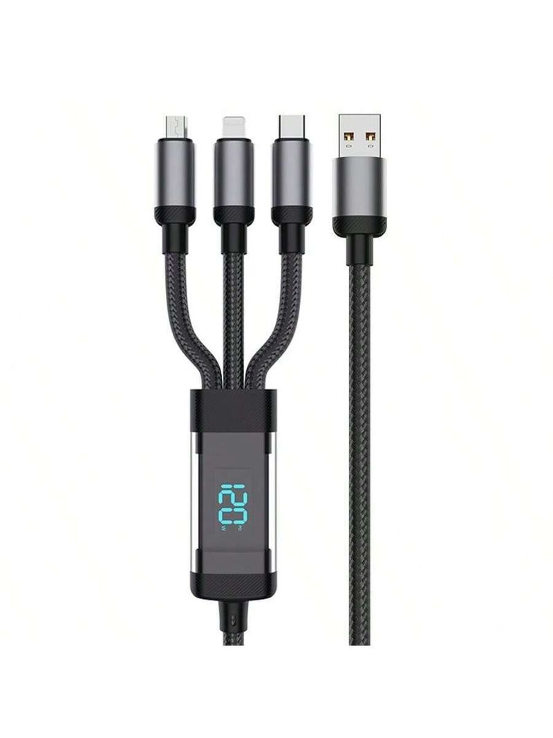 120W USB-C Fast Charging Cable With LCD Display, 6A Data Sync, Compatible With IPhone 16/15 Series/Samsung/Huawei/Xiaomi/Google Pixel_voghion.com