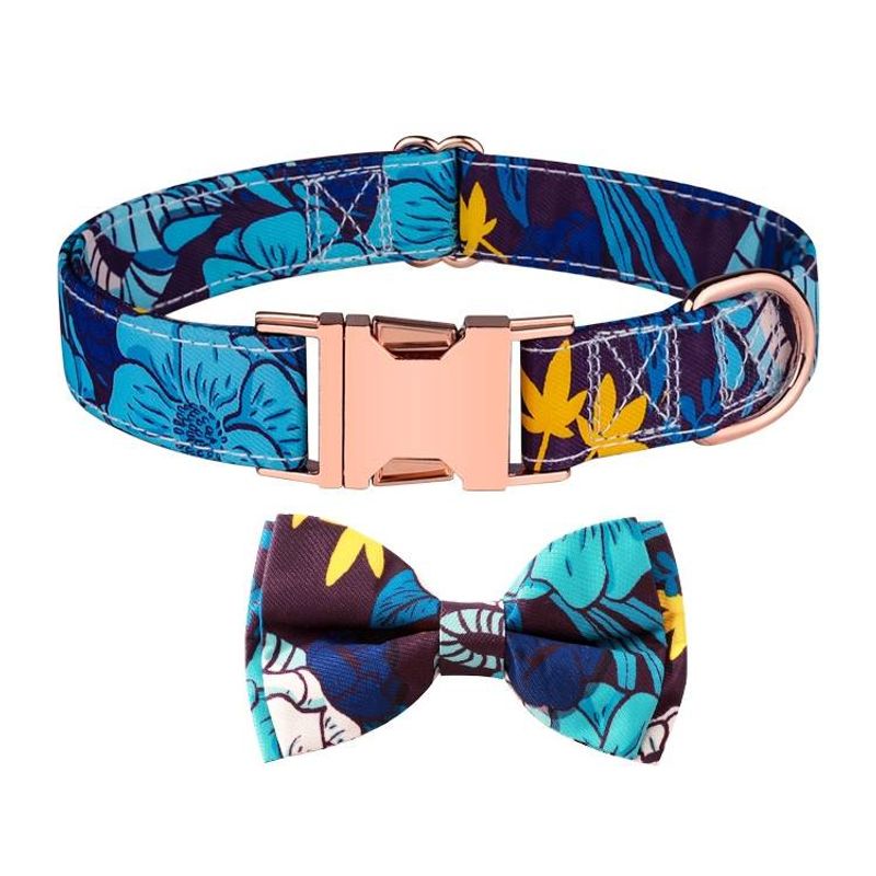 Rose Gold Buckle Pet Detachable Bow Collar_voghion.com