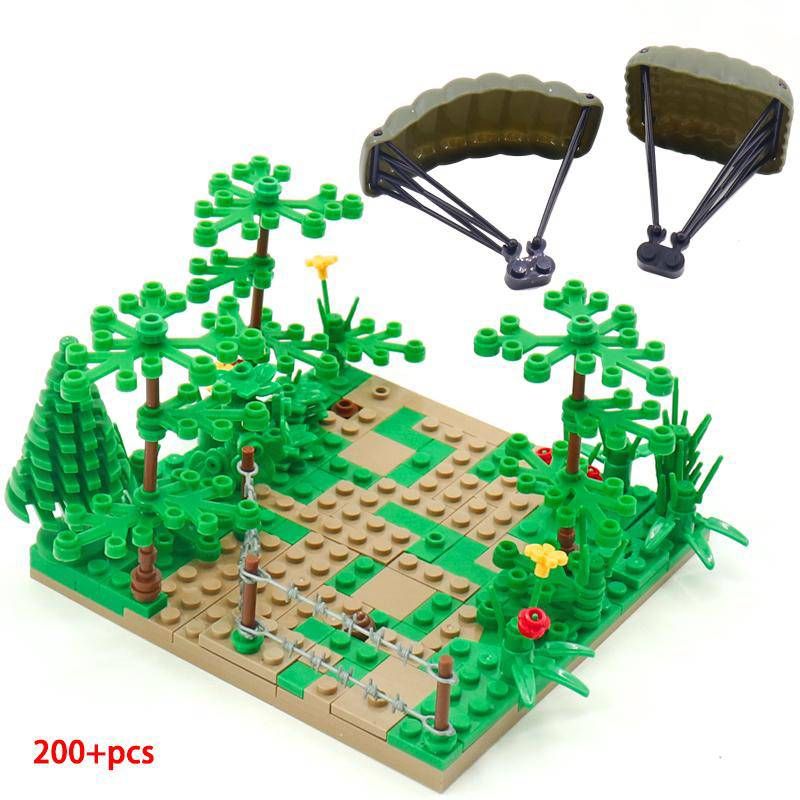 WW2 Military Model Paratrooper Jungle Parachute Training DIY Scene Collector's Edition Model Kit Building Block Toy_voghion.com