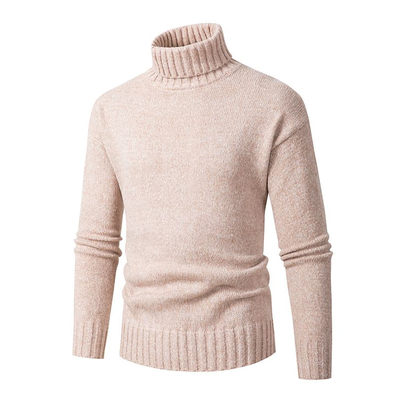 Men's Clothing 2024 NEW Warm and casual men's bottoming shirt flat turtleneck solid color sweater middle aged and young slim simple skin friendly _voghion.com