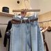 Korean Washed Jeans For Women, Autumn 2025 New High Waisted Loose Fit Slimming Straight Wide Leg Floor Pants_voghion.com