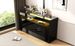 Buffet 6 tiroirs avec éclairage LED, plateau en verre trempé, design double couche, grand meuble de rangement pour salon, couloir, chambre, bureau, noir_voghion.com