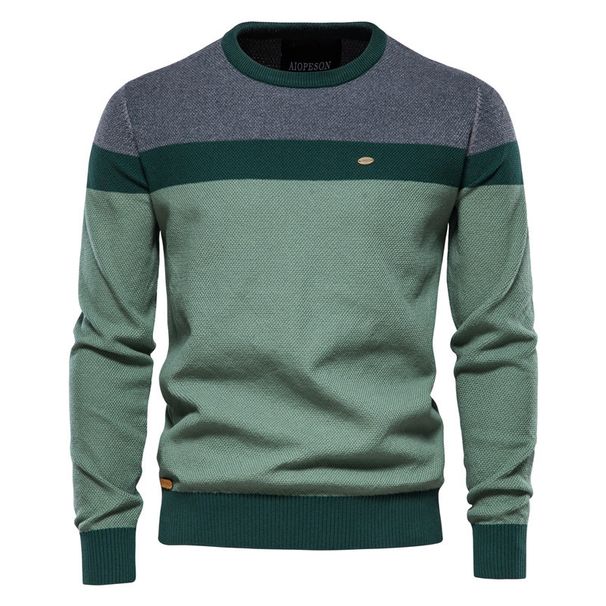 Langärmlige Herren-Strickpullover mit rundem Ausschnitt und lässiger Passform_voghion.com