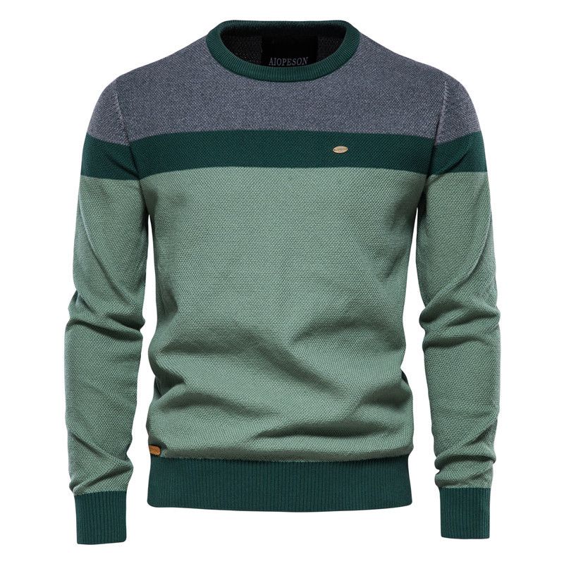 Laang Ärmelt Männer Strécker Moud Ronn Hals Casual Pullover_voghion.com