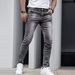 Herrenbekleidung Beliebte Stretch-Jeans für Herren, lässig, einfarbig, Slim Fit, vielseitige Hose aus Schwarz, Grau und Dunkelblau_voghion.com