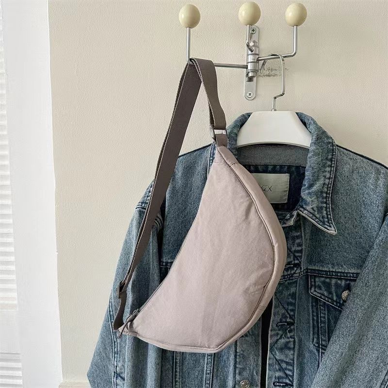 Sac banane unisexe en nylon, couleur unie, sport de base, forme de boulette, fermeture éclair_voghion.com