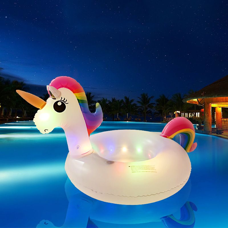 Pool & Accessories Unicorn Pool Float Lounge For Adults Inflatable Chaise With Backrest Led Lights Heavy Duty Pvc_voghion.com