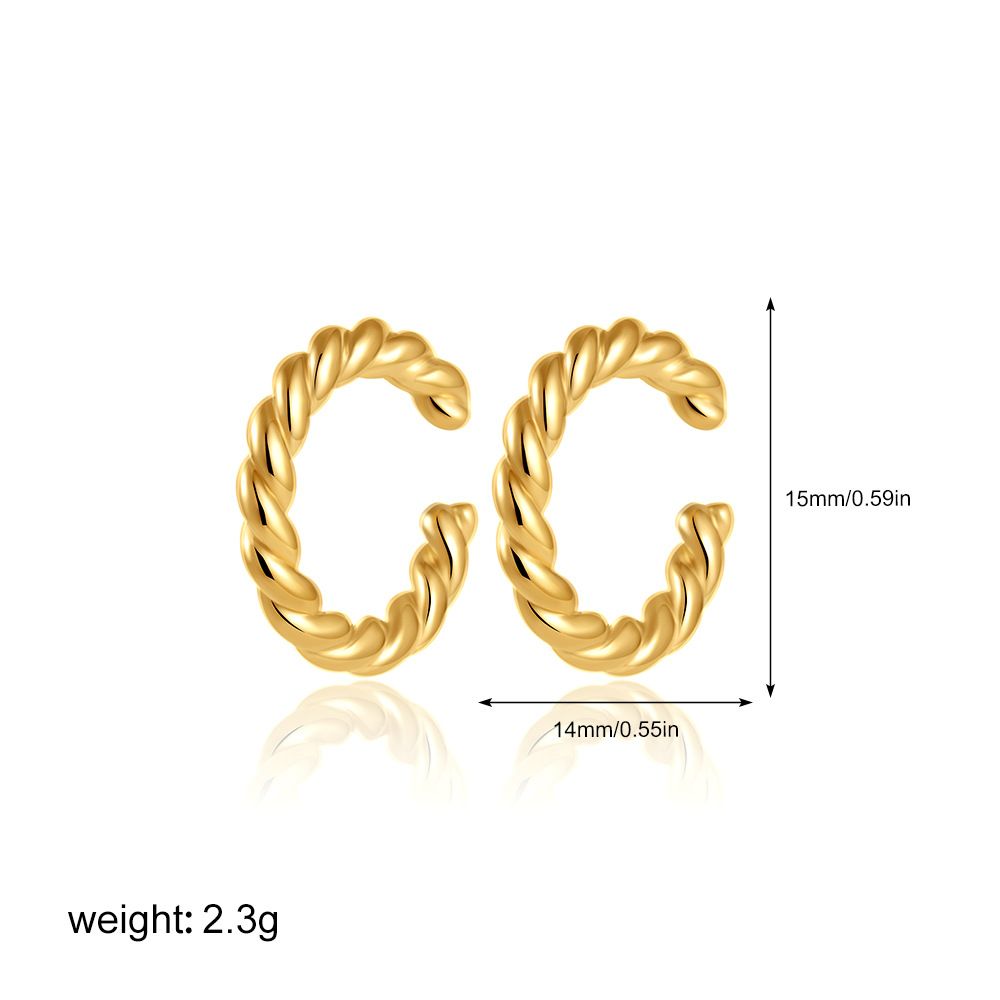 Set di gioielli da donna in oro vero, semplici orecchini in rame coordinati, alla moda, rotondi, con clip per orecchini a forma di cuore._voghion.com