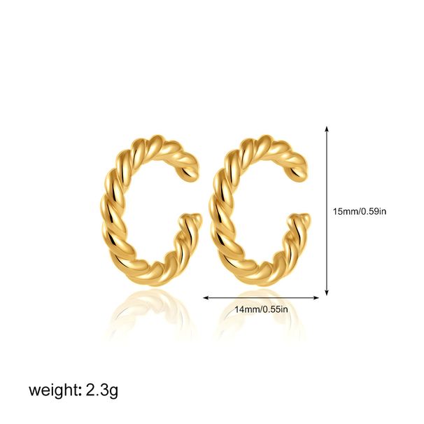 Set di gioielli da donna in oro vero, semplici orecchini in rame coordinati, alla moda, rotondi, con clip per orecchini a forma di cuore._voghion.com