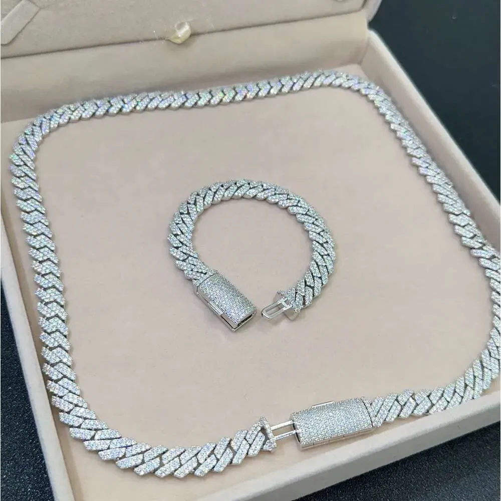 Anhänger Halsketten Designer für Männer Feiner Schmuck Pass Diamant Tester Iced Out Miami Halskette Sterling Silber 14mm Cuban_voghion.com