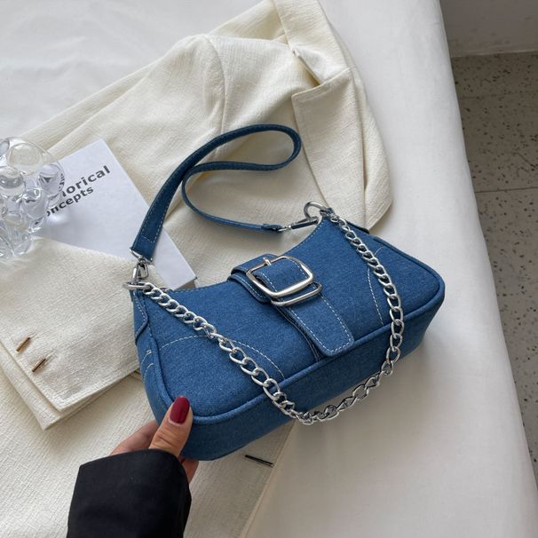 Bolsa jeans de grife minoritária, nova bolsa feminina estilosa com corte transversal, bolsa de lona de um ombro só com axila_voghion.com