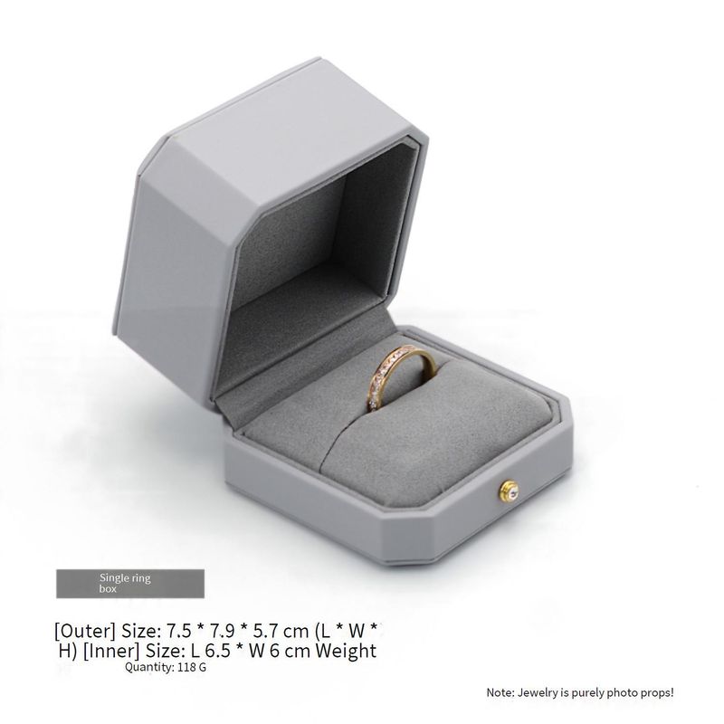 New Gentleman Gray PU Jewelry Box Ring Box Earring Box Bracelet Box Necklace Box Long Chain Box_voghion.com