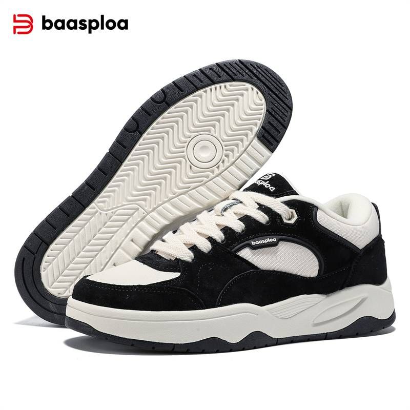 Tênis femininos Baasploa para caminhada, calçados confortáveis de couro, casuais, novos, da moda, para skate, antiderrapantes, com aumento de altura_voghion.com