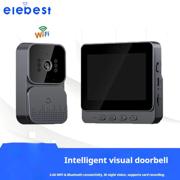 Sonnette vidéo Wi-Fi sans fil – HD 1080p, vision nocturne, communication bidirectionnelle, rechargeable par USB, sécurité pour maison connectée (blanc)_voghion.com