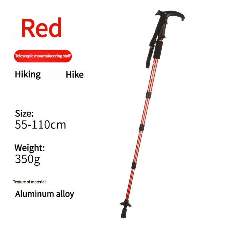 Bastone da trekking con impugnatura a T e ammortizzatore in alluminio, forniture per escursioni all'aperto, bastone da trekking_voghion.com