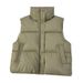 Gesteppte Pufferweste für Damen mit Stehkragen, lockere Passform, einfarbig, lässige Winterweste für Damen (Beige, Schwarz, Grün, Kaffeebraun)_voghion.com