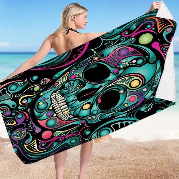 Colored Skeleton Beach Towel, Superfine Fiber Beach Towel, Bath Towel, Versatile Square Towel, Beach Towel_voghion.com
