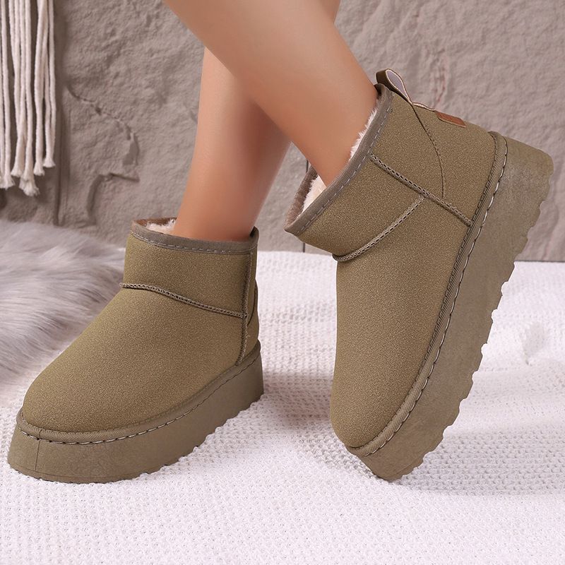 SHLIANG Thick Plush Platform Snow Boots Women Winter Keep Warm Fur Cotton Shoes Woman Suede Slip-On Ankle Botas Padded Shoes Y0074_voghion.com