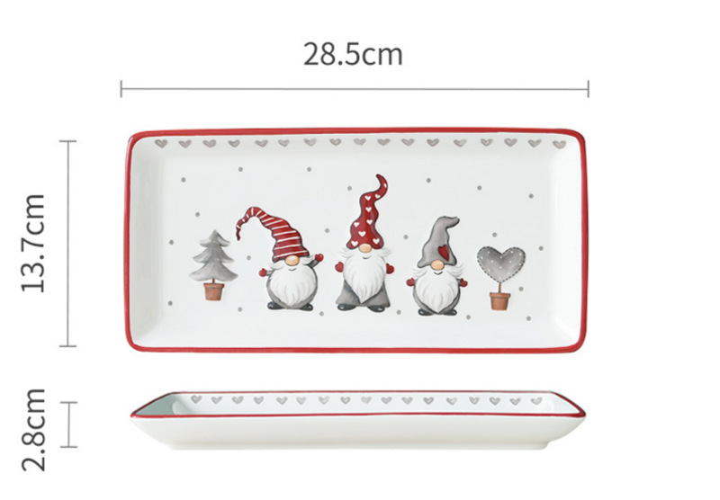 Home & Garden Rectangular Christmas plate Nordic ceramic flat plate kitchen household tableware embossed shallow plate creative western steak plate_voghion.com