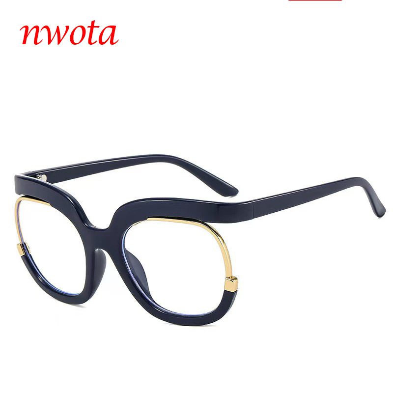 Large Frame Flat Glasses Personality Rainbow Color Glasses Frame Can Be Matched With Myopia Glasses Fashion Glasses Frame_voghion.com