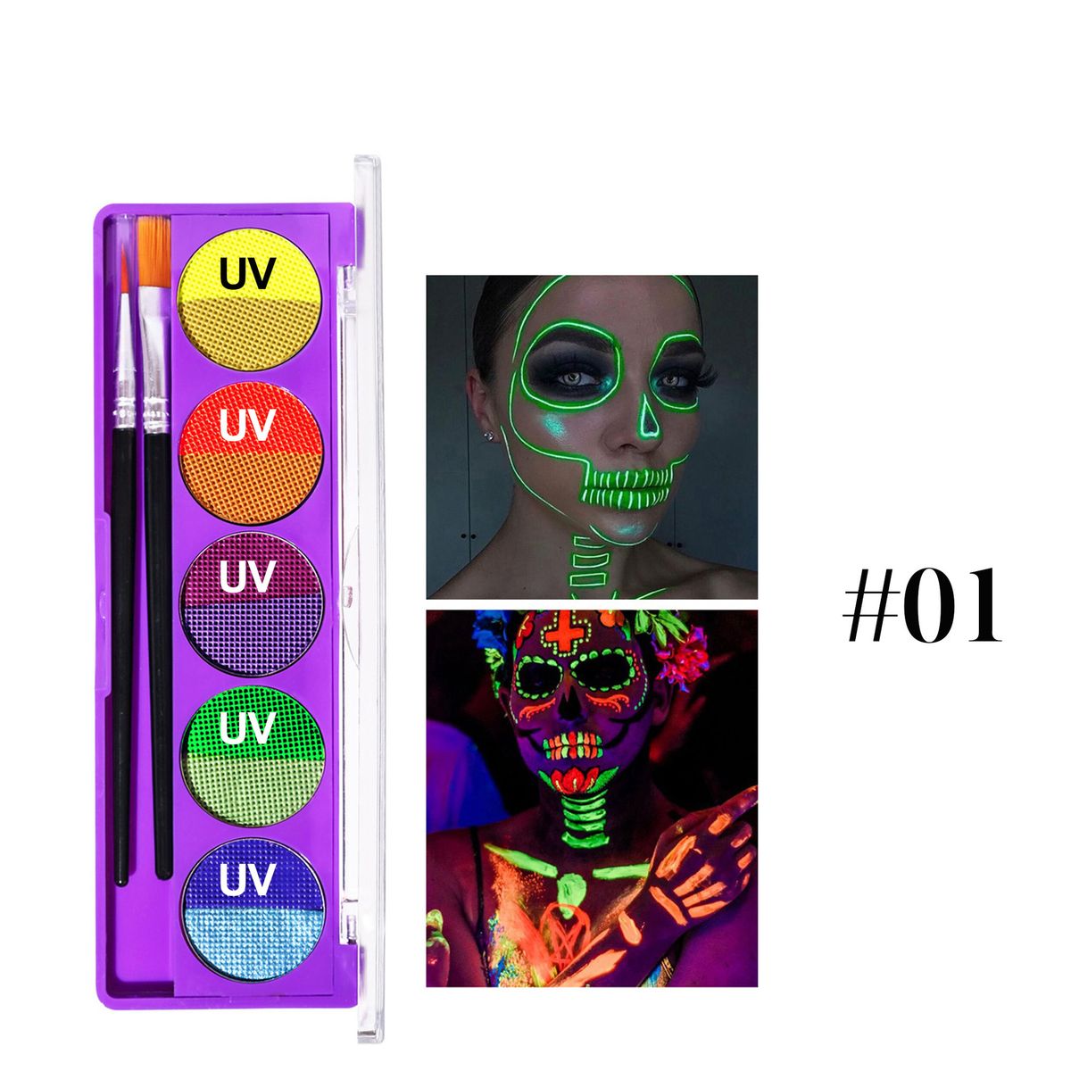 Palette trucco professionale da palcoscenico - Pittura viso e corpo idrosolubile, a lunga tenuta e facile da rimuovere_voghion.com