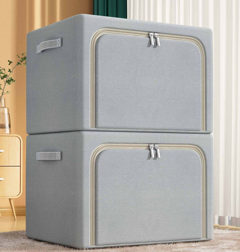 Boîtes de rangement pliables en tissu Oxford pour vêtements – Organiseur de garde-robe polyvalent avec poignées (grande capacité, respirant et résistant, pour la maison et le placard)_voghion.com