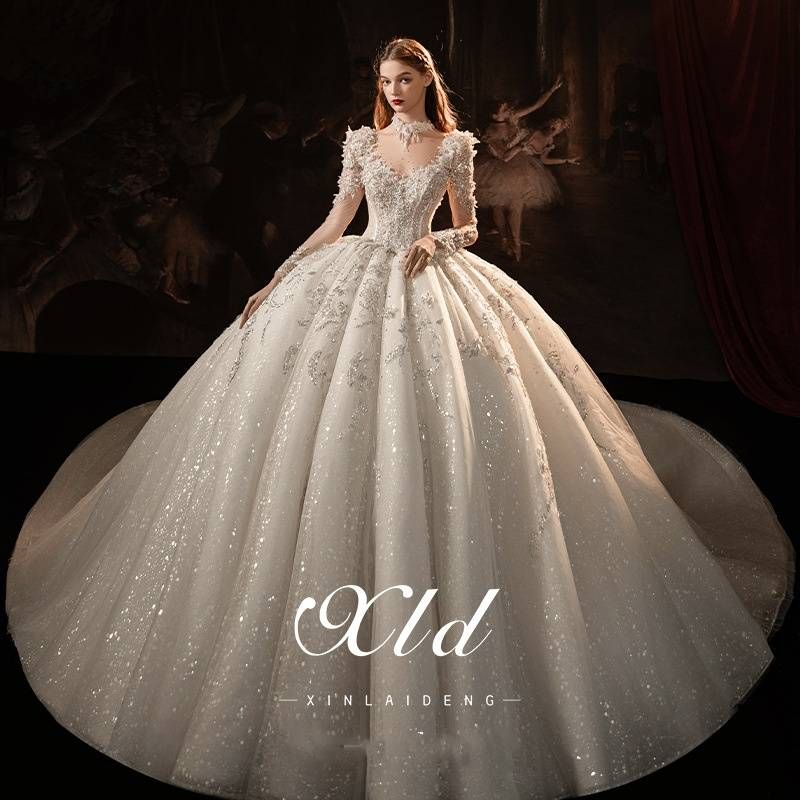 Women's Clothing New Runaway Princess Heavy Luxury Main Yarn Long Tail Palace Style Long Sleeves_voghion.com