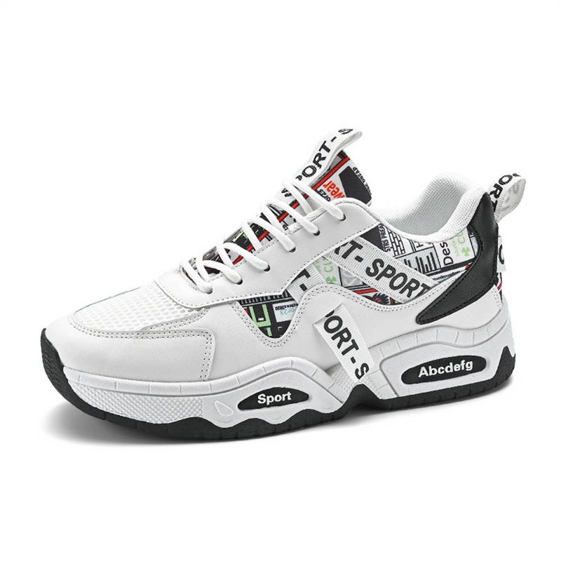 High Quality Fashion Sneakers Jogging Shoes Walking Shoes Men's Low Top Lace-Up PU+Mesh Breathable Thick Sole Non-Slip Wear-Resistant Running Shoes_voghion.com
