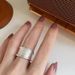 Textured Simple Style Ring For Women, Adjustable Open Design, Niche High-End Light Luxury Versatile Spring New Hand_voghion.com