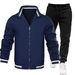 Men's Casual Suit Set – Half Stand Collar Zipper Cardigan & Trousers (Autumn/Winter)_voghion.com