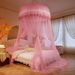 Round Hanging Mosquito Net Free Installation Fairy Princess Style Dome Floor Palace 1.8m Bed Universal_voghion.com