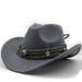 Cappello semplice a tesa rovesciata, cappello jazz in lana, cappello a cilindro stile inglese, cintura stile etnico, cappello da cowboy Western tinta unita_voghion.com