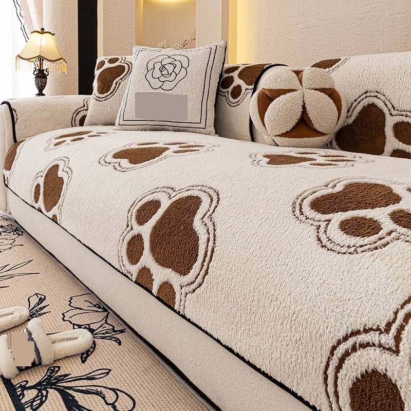 Cartoon Style Thickened Comfortable Fleece Sofa Cushions, Cartoon-Themed Thick Fleece Sofa Cover, Non-Slip One-Piece Design For Leather Couches_voghion.com