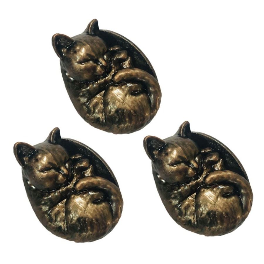 For Handles Pulls Lovely Cupboard Cabinet Knobs Pcs Knobs Wardrobe Sleeping Bronzed 3 Drawer Kitchen Cat Resin Bathroom Dresser_voghion.com