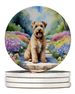 Wheaten Terrier Spring Path Large Sandstone Coasters Pack Of 4 Absorbent Round Coasters Decor Gifts For Men Or Women, 4 In, Multicolor_voghion.com