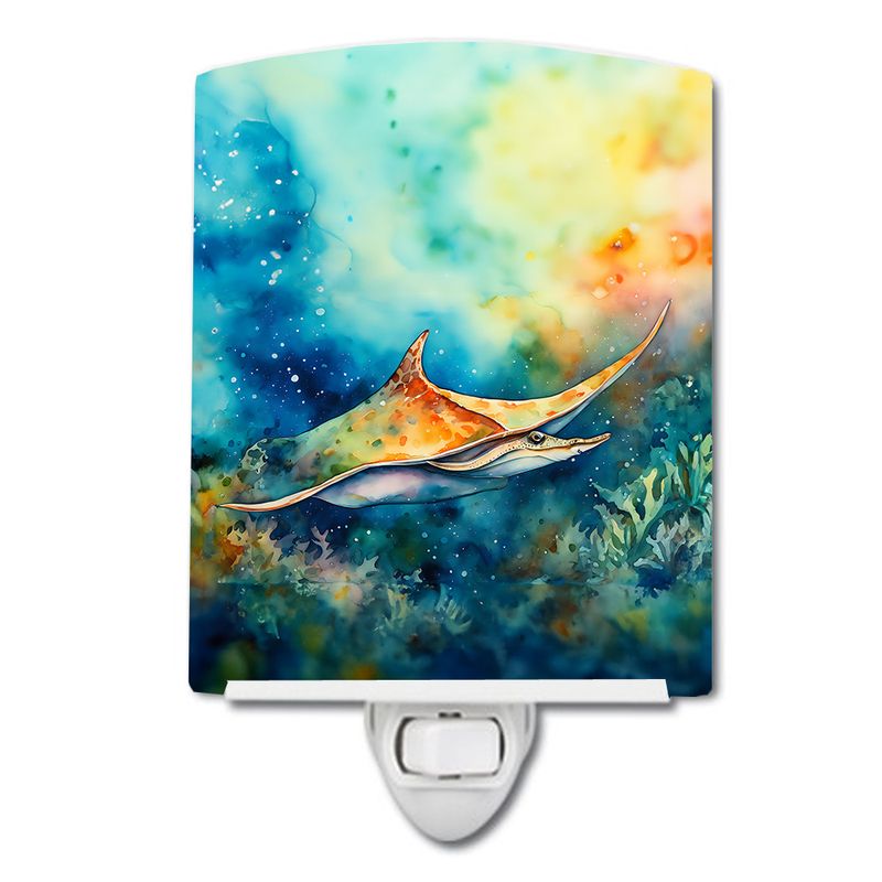 NEW Sting Ray Ceramic Night Light Compact, UL-Certified, Ideal for Bedroom, Bathroom, Nursery, Hallway, Kitchen, 6x4x3, Multicolor_voghion.com