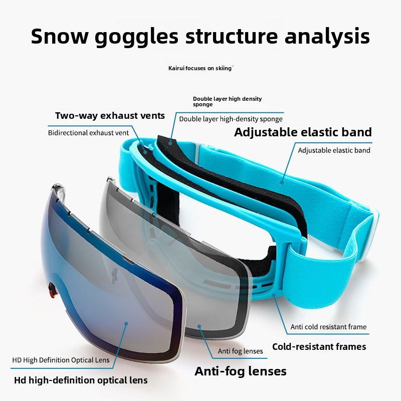 Spherical Double Layer Anti-Fog Ski Prescription Adult Snow Goggles Protective Glasses Mountaineering Gear_voghion.com