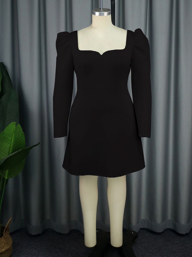 Women's square neck dress Party sexy style V-back dress Party dress_voghion.com