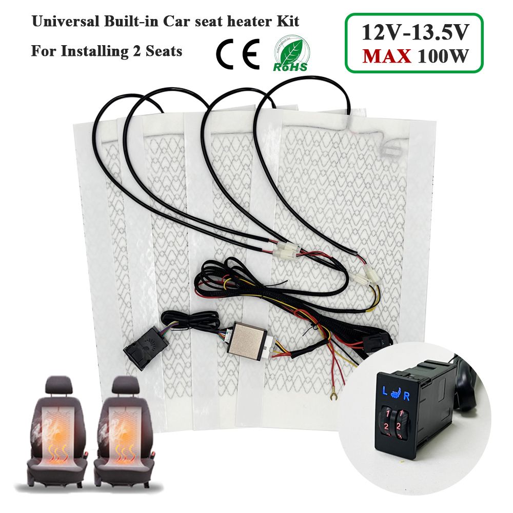 Kit riscaldatore universale per sedili auto da 100 W, adatto per 2 sedili da 48 x 28 cm, cuscinetti riscaldanti in fibra di carbonio da 12 V con interruttore di controllo a 5 livelli_voghion.com