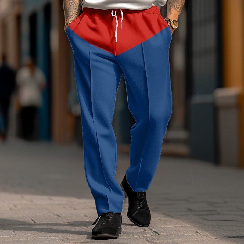 Herrenbekleidung Freizeithosen Frühling und Herbst Lockere Hosen mit weitem Bein Gespleißte gerade Übergrößenhose_voghion.com