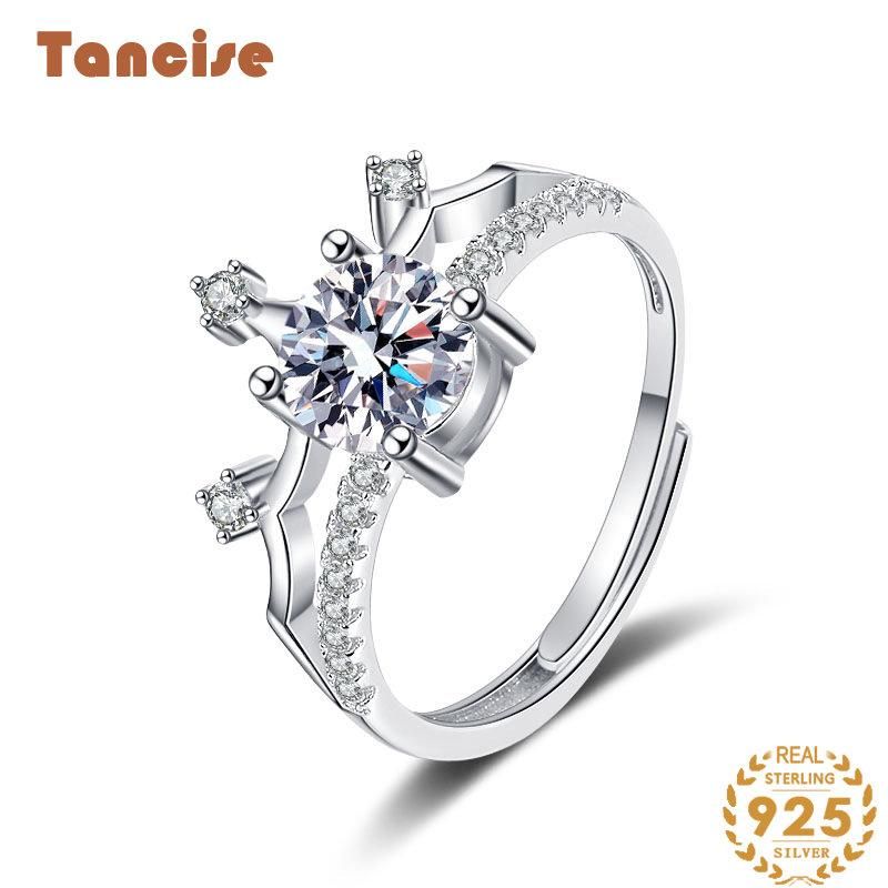 Tancise Classic Moissanite hopea sormus naisten korut häälupaus juhlalahja_voghion.com