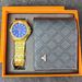 Herrenuhr Brieftasche Geschenkbox Set wasserdichte Quarzuhr Stahlarmband_voghion.com