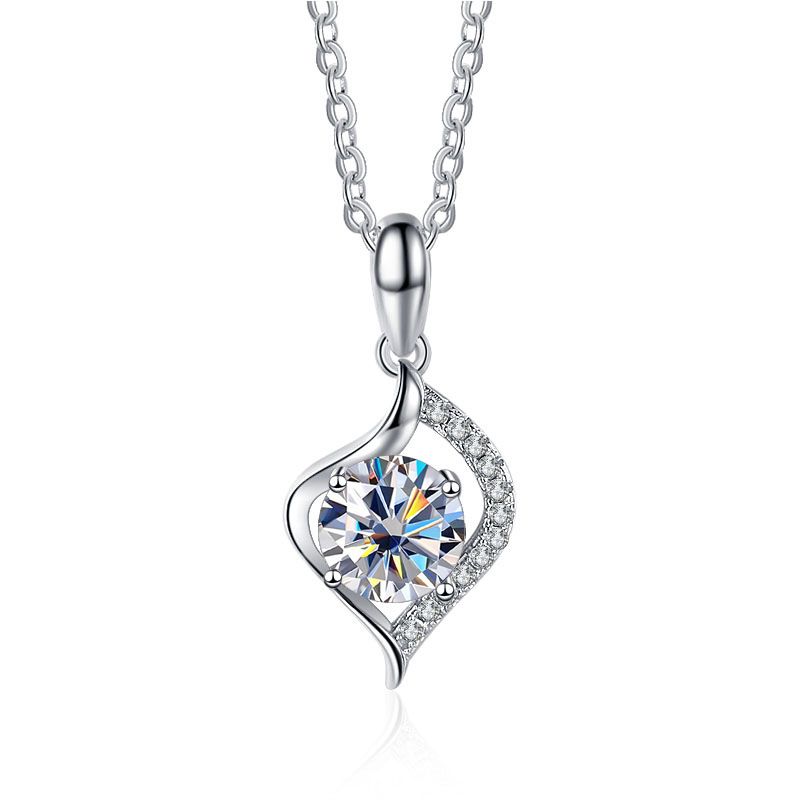 Tancise 1,0 Karat echter Moissanite Anhänger Halskette für Frauen Top Qualität Sterling Silber Hochzeit Brautschmuck_voghion.com
