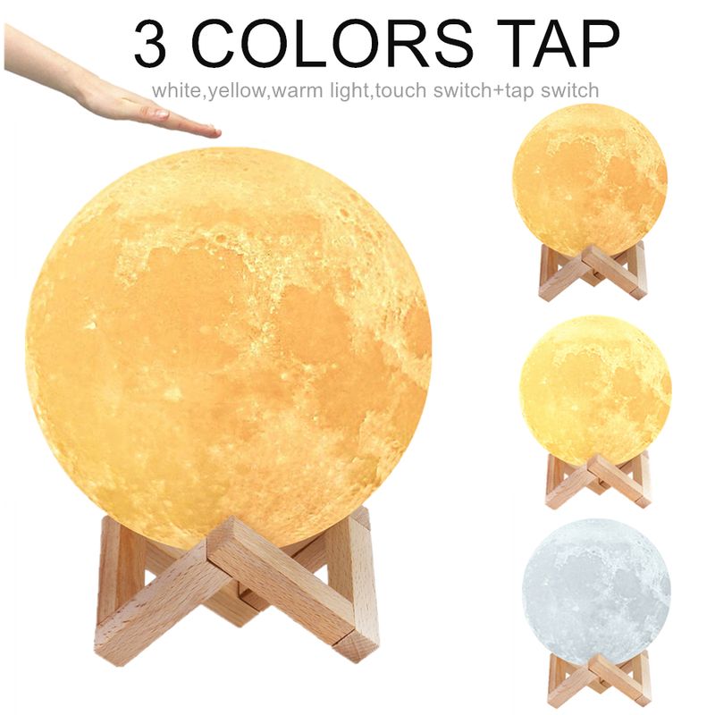 Moon Lamp Night Light 3D Print Moonlight Timeable LED Dimmable Rechargeable Bedside Table Desk Lamp Dropship_voghion.com