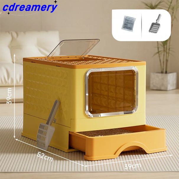 Universal Kazekascht fir Hënn a Kazen, grouss Schubladen, spritzwasserdicht, komplett zougemaach Kazenprodukter_voghion.com